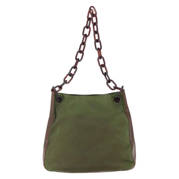 PRADA Chain Shoulder Bag Nylon Khaki Auth - Picture 2 of 16